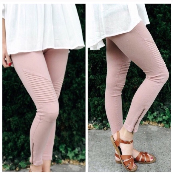 ‼️LAST‼️Mauve pink zip up biker leggings - Picture 2 of 3
